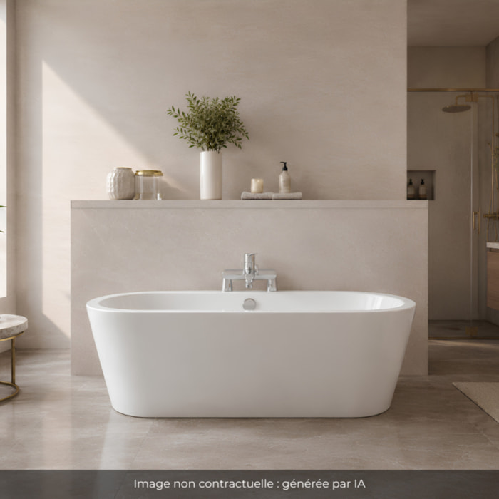 Mitigeur baignoire Eo + pommeau de douche Metro signature + flexible de douche métal + colonnettes Idro'Flex