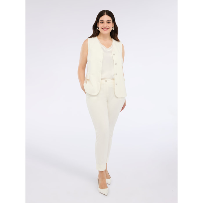 Fiorella Rubino - Chaleco de punto Milano con botones - Blanco