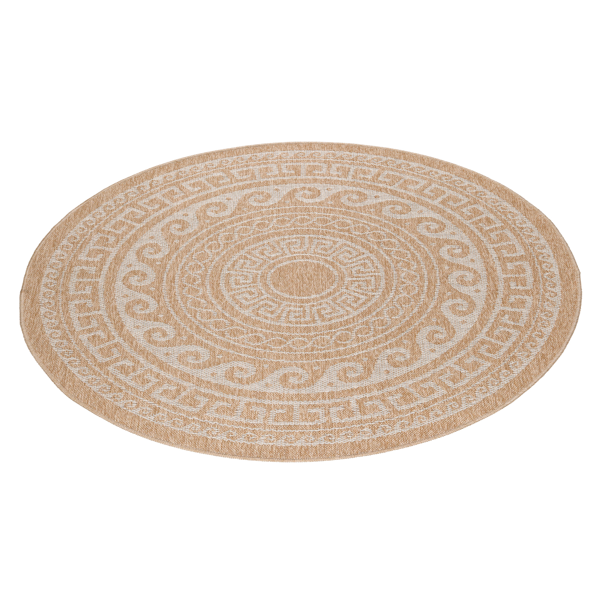COMILLA - Tapis intérieur/extérieur rond aspect jute beige