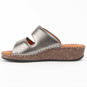 Sandalia De Cuña - Plateado - Altura: 4 Cm