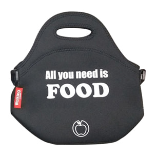 BOLSA ALMUERZO NEOPRENO 30X30X17CM NEGRA ALL YOU NEED IS FOOD BG