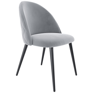 Set di 4 Sedie Imbottite Da Pranzo Ufficio In Velluto Sedia Con Gambe In Metallo Nero Con Schienale Seduta Comoda Per Soggiorno Salotto Grigio Chiaro