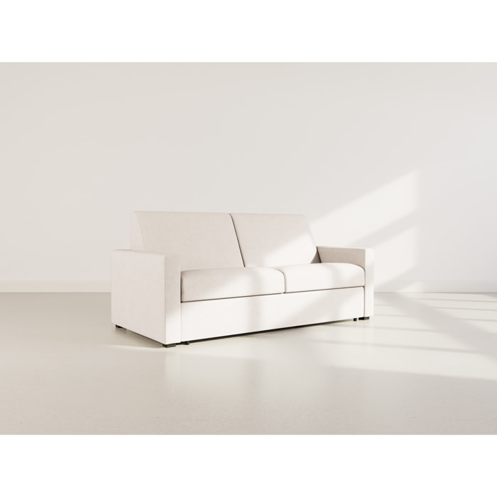 Julia - canapé lit 3 places convertible express couchage quotidien 140 cm matelas 18 cm en tissu - Beige
