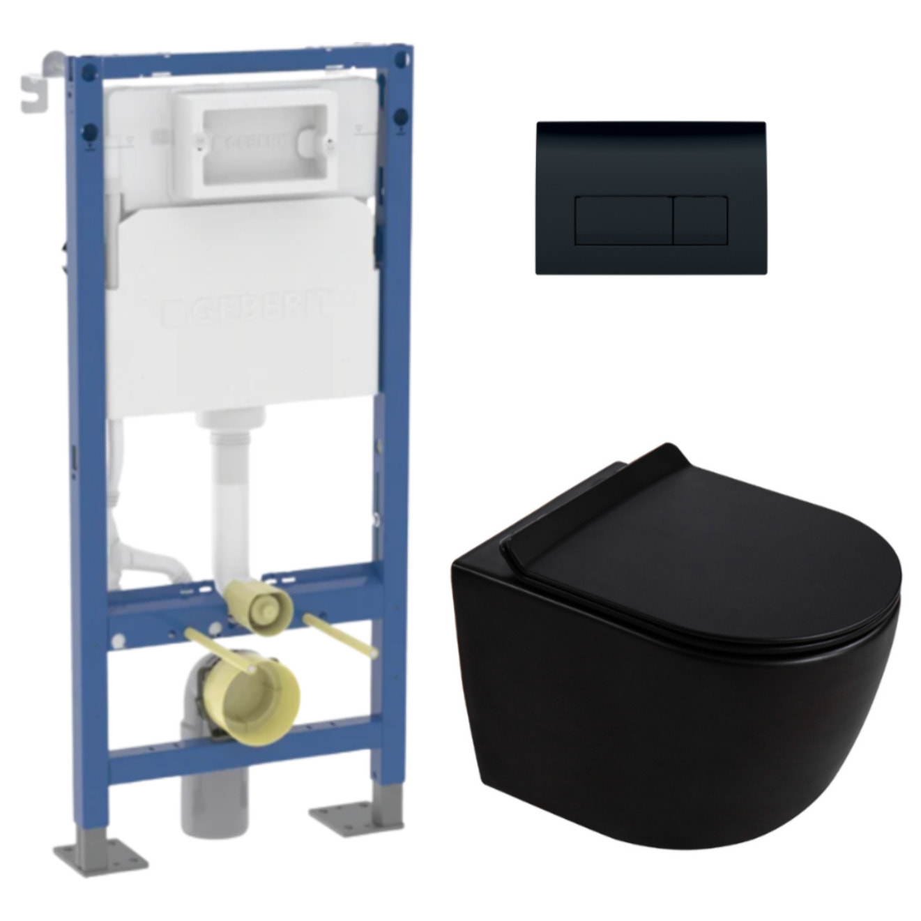 Duofix pack WC bâti-support autoportant + WC suspendu sans bride Ceramia PixL avec abattant SoftClose + plaque (GEBCEPXBMT06-FR)