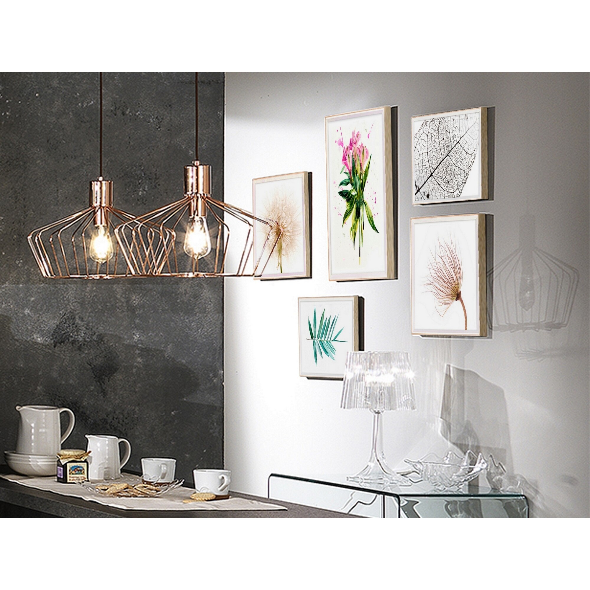 Composition décorative Tomasucci FLOWERS - B, en MDF et PVC, blanc, 40 × 2,5 × 40 cm