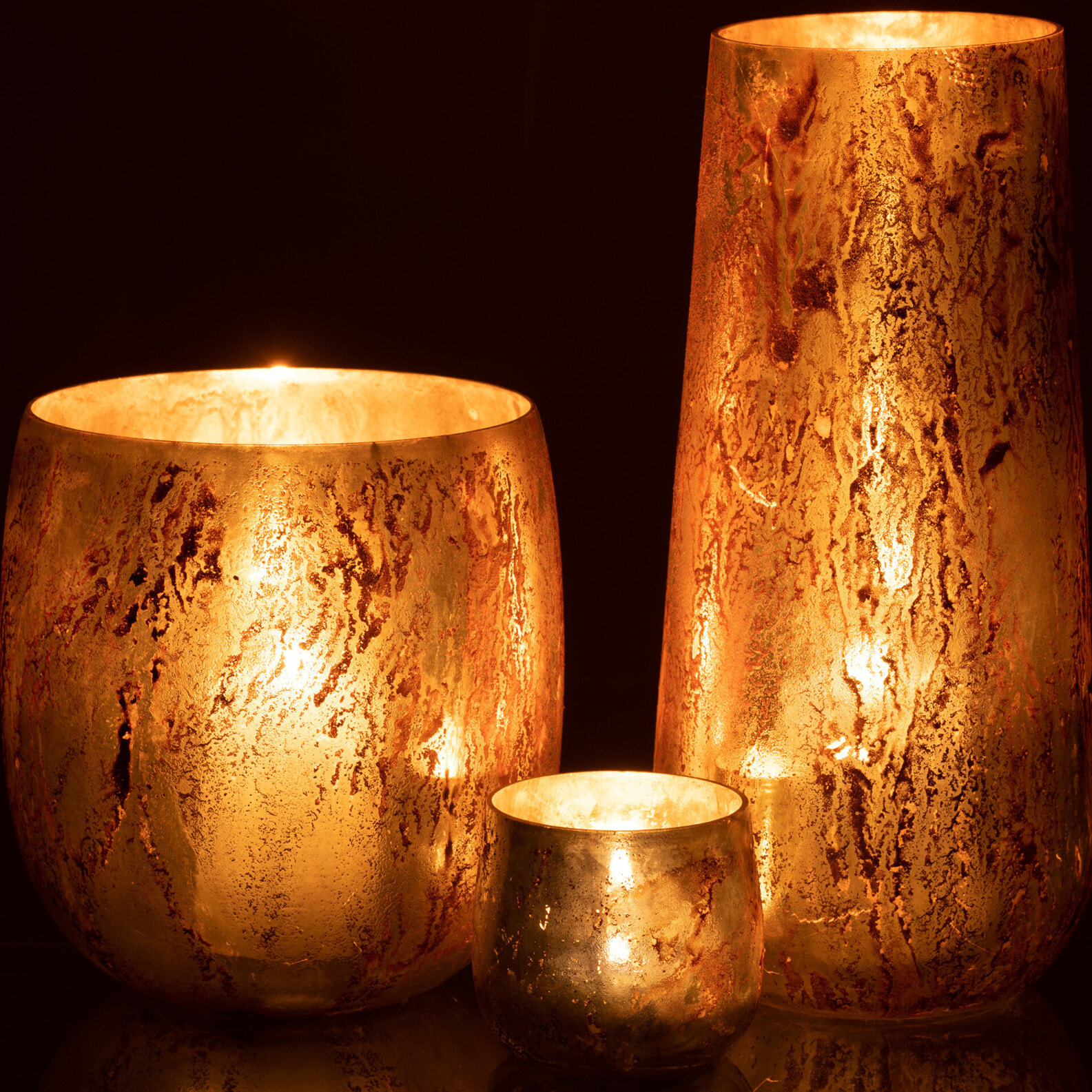 J-Line photophore - verre - brun/or - large - 27 cm de hauteur