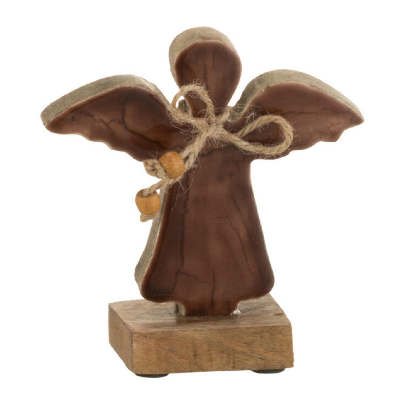 J-Line figurine Ange Sur Pied Vernis - bois - marron - small