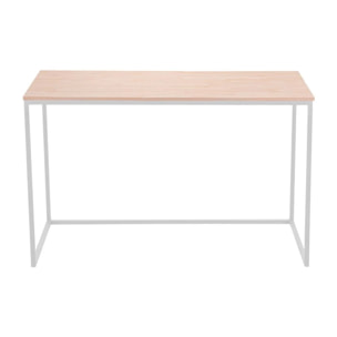 Mesa de escritorio con estructura metálica en blanco y roble salvaje 120x60 cm Mia Roble salvaje - Blanco