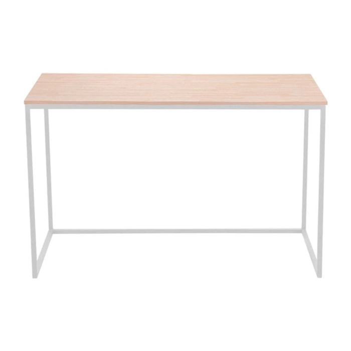 Mesa de escritorio con estructura metálica en blanco y roble salvaje 120x60 cm Mia Roble salvaje - Blanco
