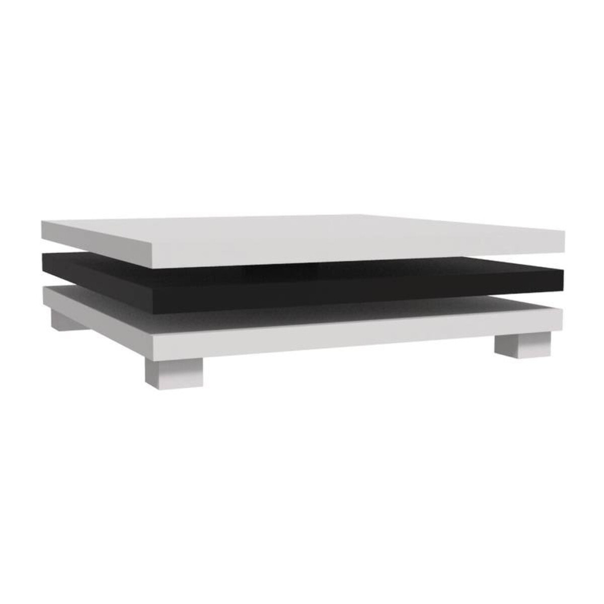 Table basse "Elena" - 80 x 80 x 32 cm - Blanc / Noir