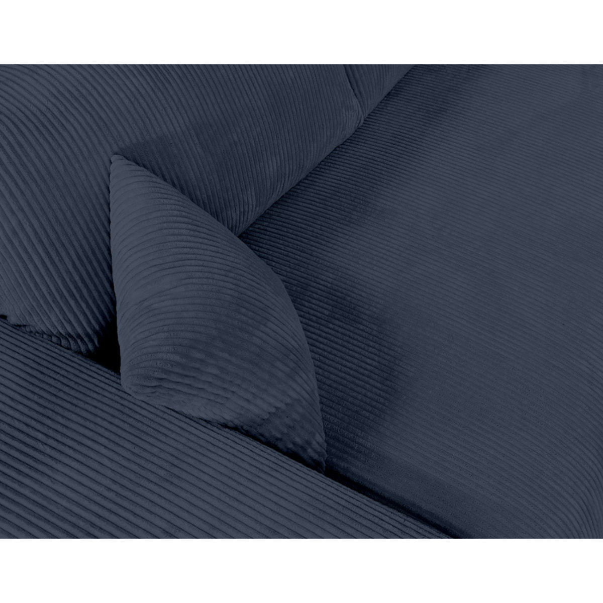 Garance - canapé droit 3 places - en velours côtelé - Bleu nuit