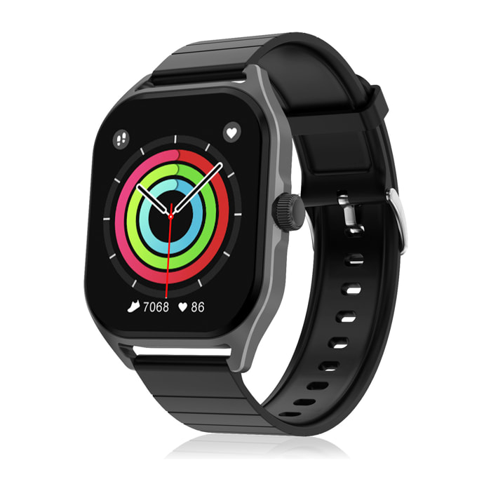 DAM Smartwatch DT99 con pantalla AMOLED de 2,04". Monitor de salud, +150 modos deportivos, notificaciones, acceso asistente de voz. 4,5x1x5,5 Cm. Color: Negro