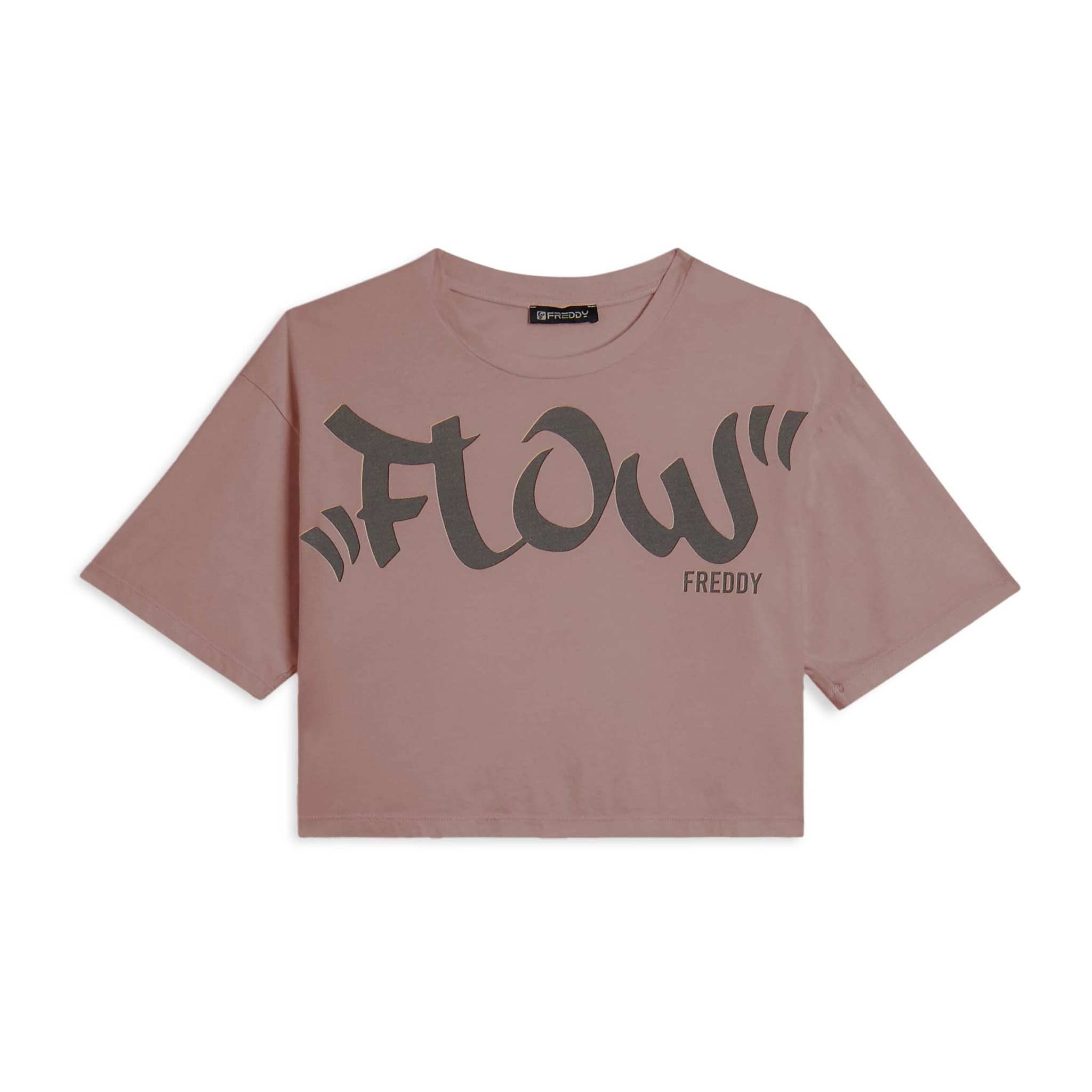 T-shirt cropped con stampa Flow centrale