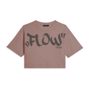 T-shirt cropped con stampa Flow centrale