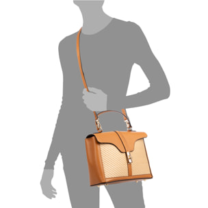 Basciano Borsa a mano Donna. Realizzata in vera pelle Dollaro e paglia.