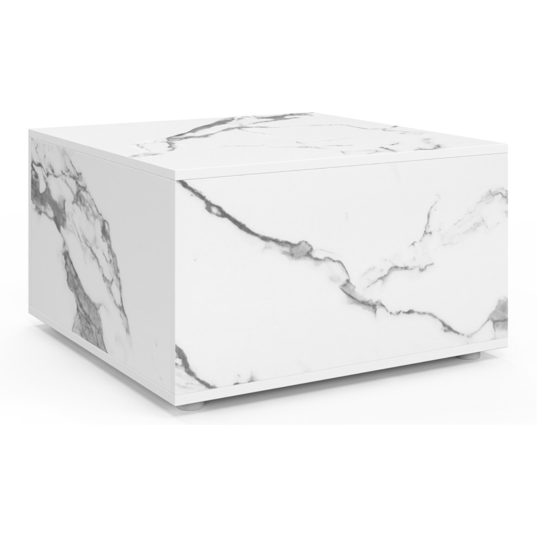 Table basse carrée effet marbre avec rangement 60cm