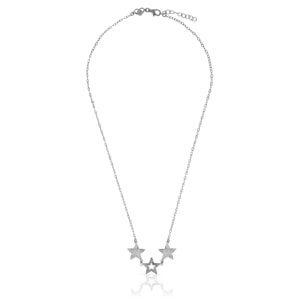 FIRENZE SILVER. AquaStel Collar Plata de Ley 925. Estrella contorneada y dos estrellas laminadas.Motivo forma de corazón junto al cierre. Plata Rodiada.