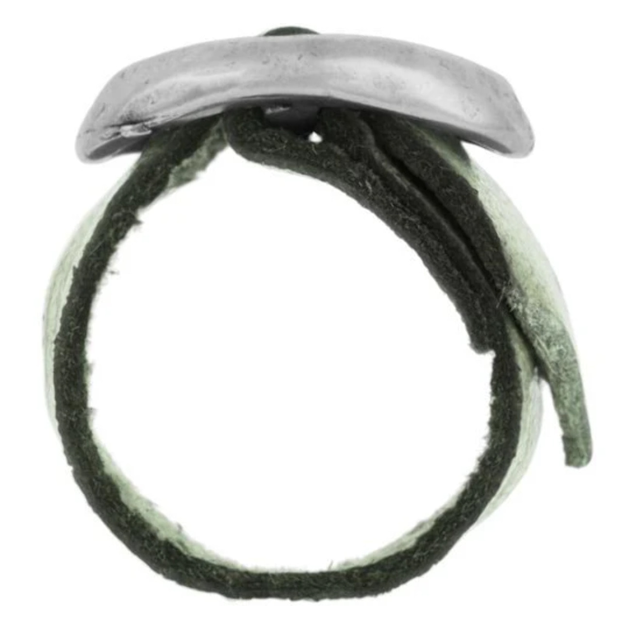 Anillo plata925 chapado "basic"hebilla piel verde