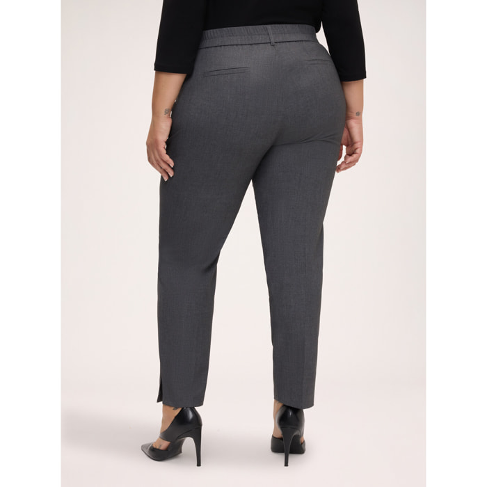 Fiorella Rubino - Pantaloni Carrot Fit in tessuto melange - Grigio
