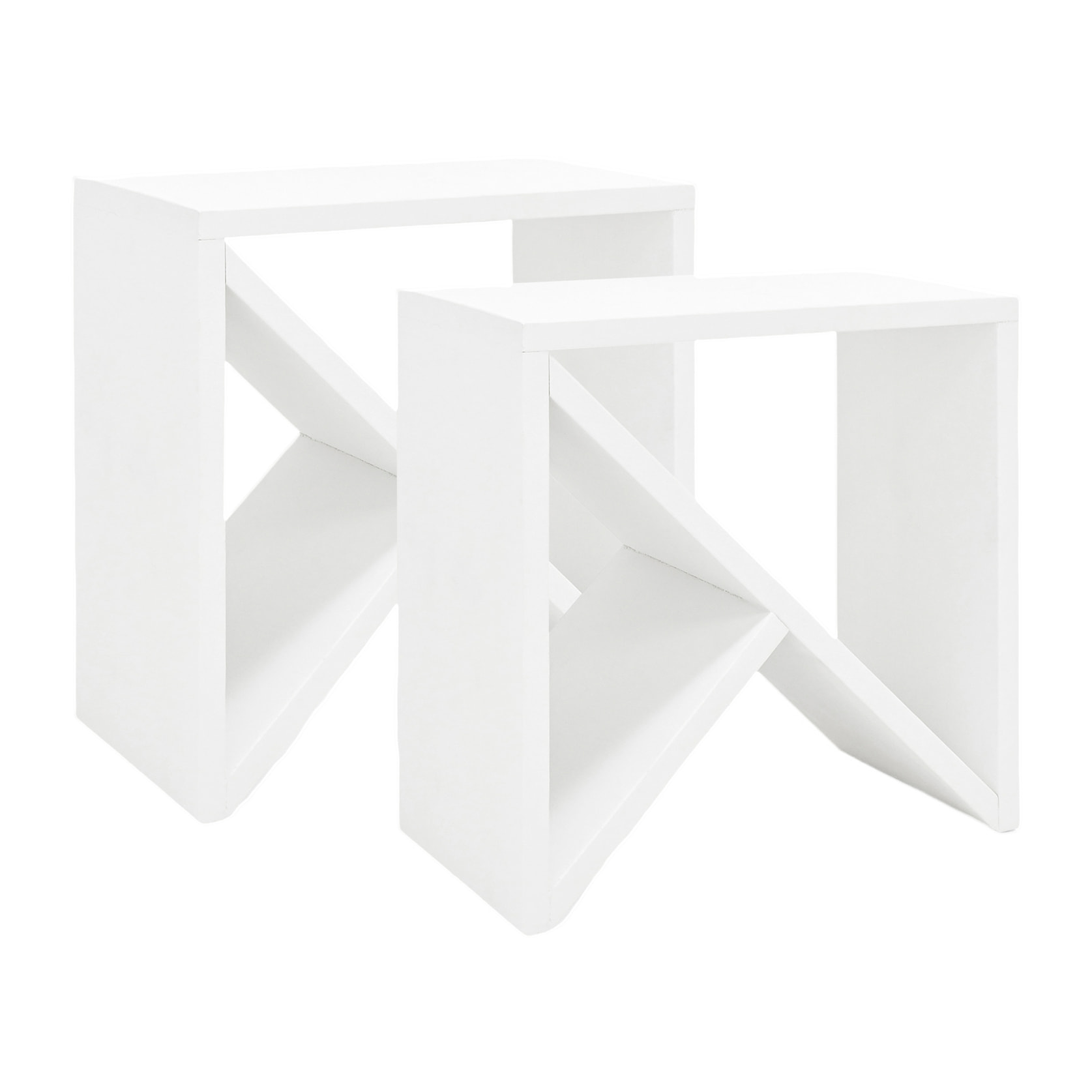 Pack 2 tables en bois massif blanc en différentes tailles