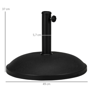 Base para Sombrilla Redonda, 25 kg, Soporte de Parasol de Cemento, con Perilla, Pie para Sombrilla con Postes Ø35 mm, Ø38 mm, Ø48 mm, Fácil de Montaje, para Jardín, Patio, Terraza, Negro