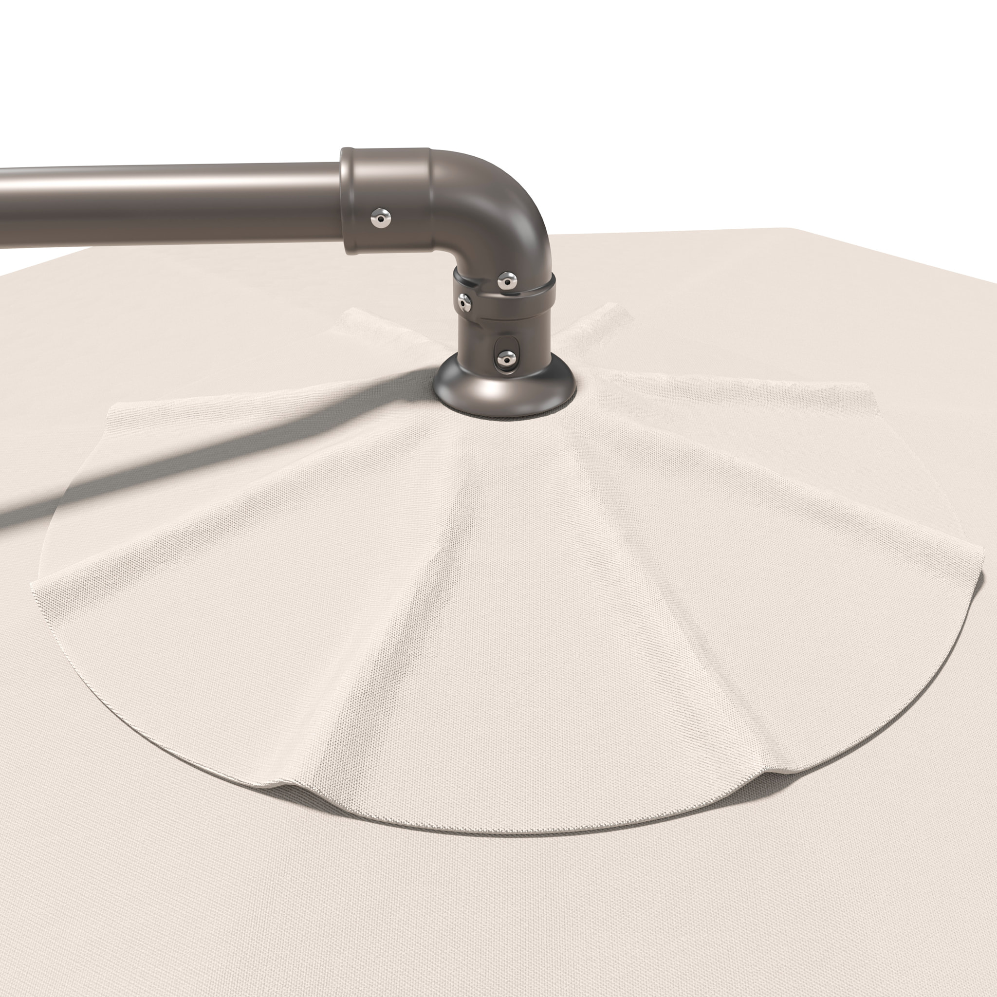 Ombrellone 3x3 M Decentrato Retrattile Braccio Rotabile Chiusura Manovella Giardino Piscina In Acciaio Inossidabile Telo 180 g/m2 Impermeabile Panna