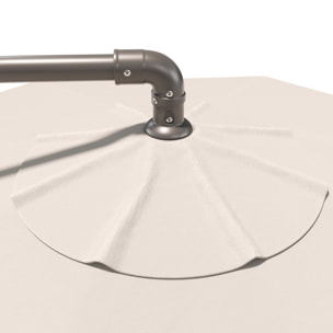 Ombrellone 3x3 M Decentrato Retrattile Braccio Rotabile Chiusura Manovella Giardino Piscina In Acciaio Inossidabile Telo 180 g/m2 Impermeabile Panna