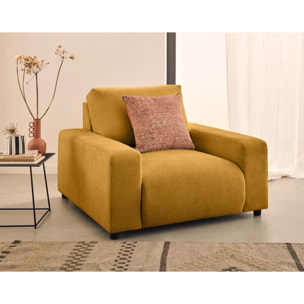 Pivoine - fauteuil en velours texturé - Jaune