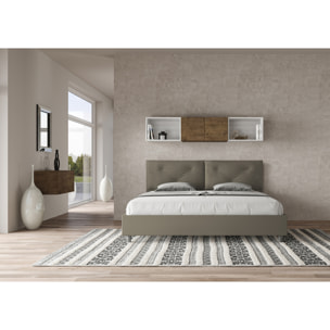 Letto matrimoniale king size contenitore imbottito 200x210 similpelle cappuccino Appia Large