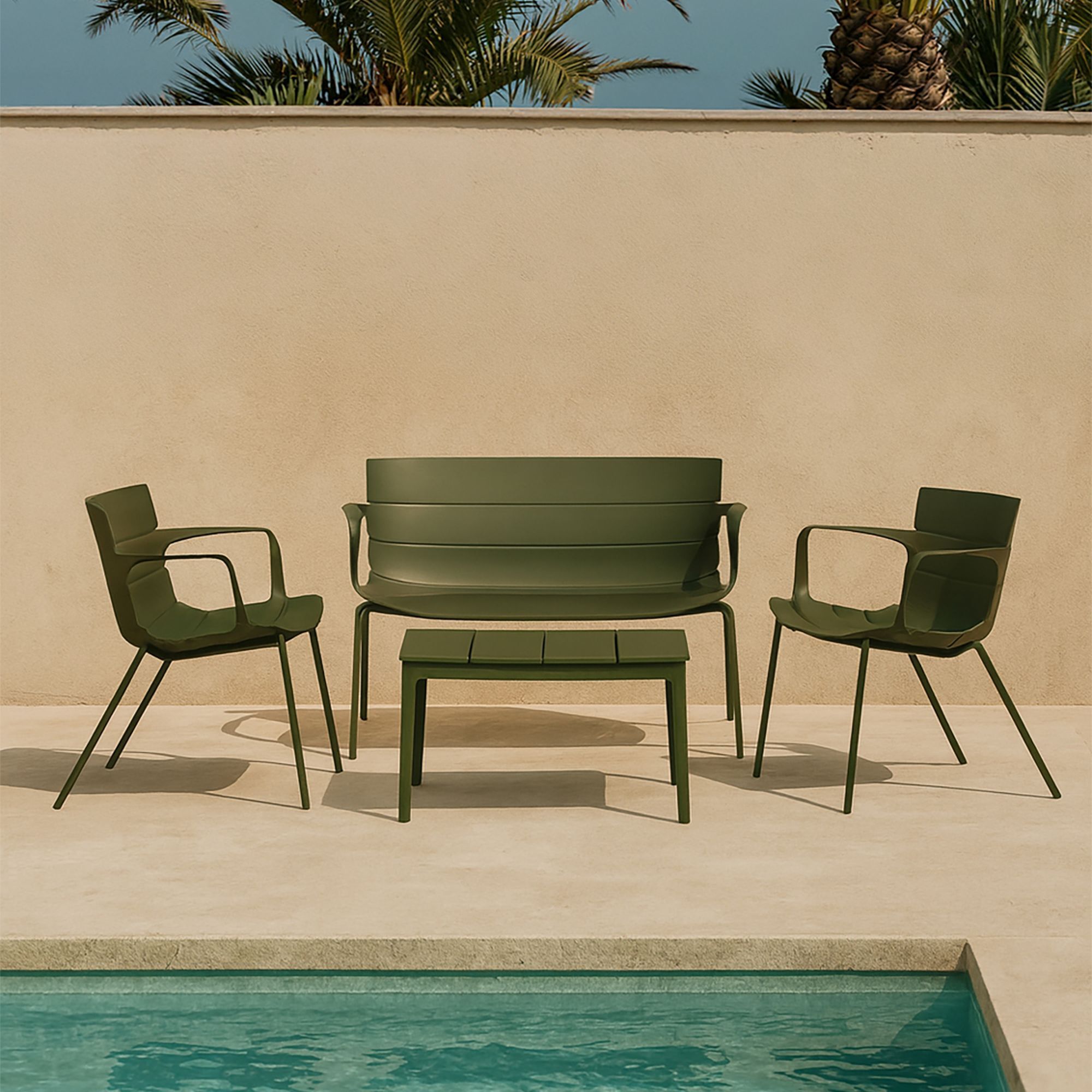 Salon de jardin en polypropylène vert 4 places MONTAUK
