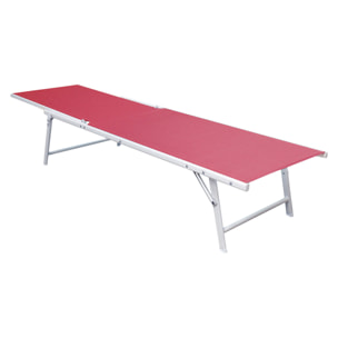 Lot de 2 bains de soleil pliants SICILIA en textilène rose - structure blanche