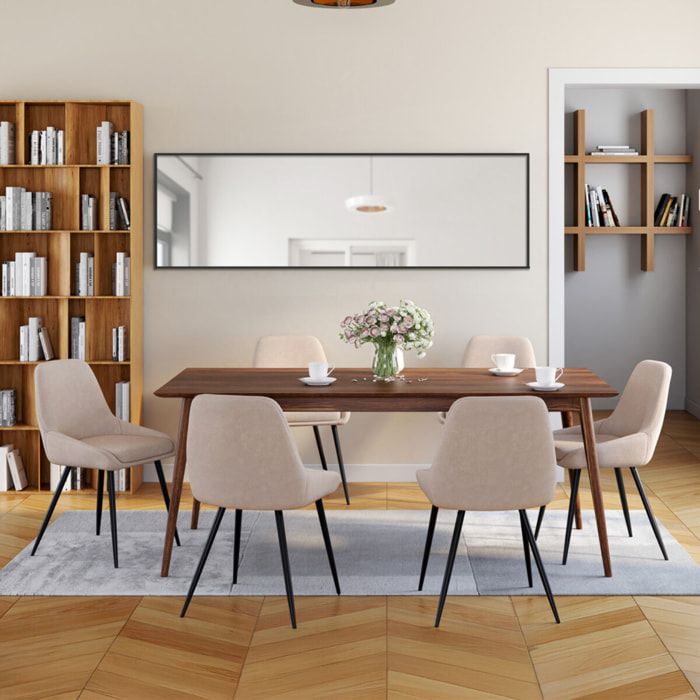 Chaises Ornella tissu taupe et pieds métal - lot de 6