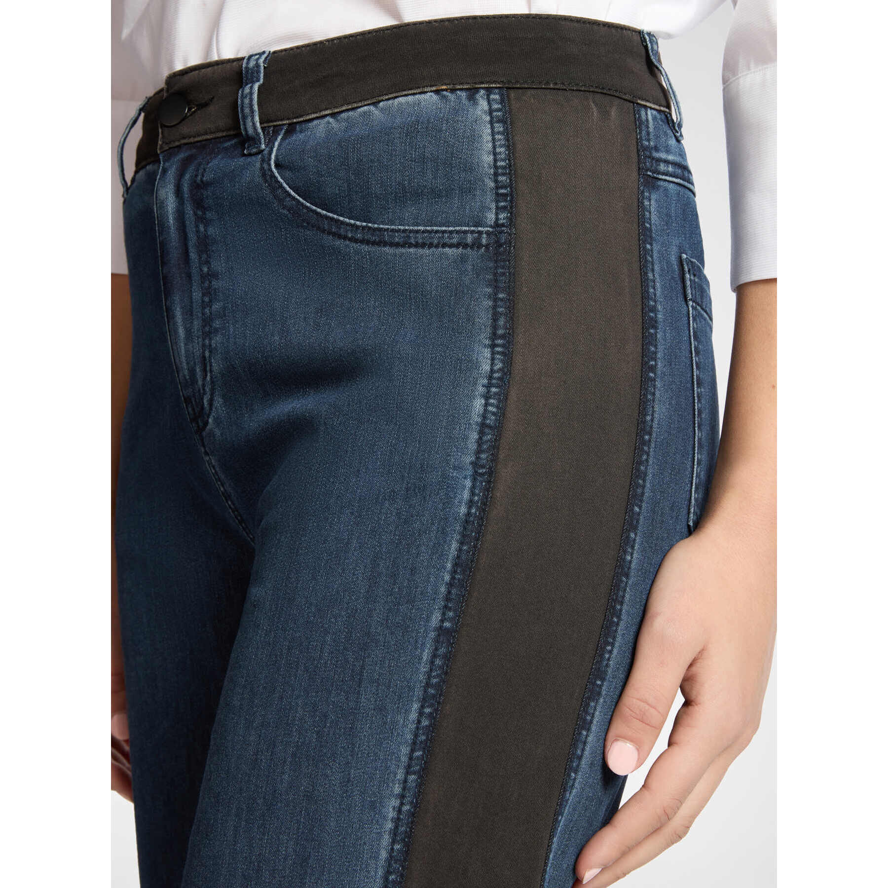 Elena Mirò - Jeans de pierna ancha con perfiles laterales, "Wanda" - Azul