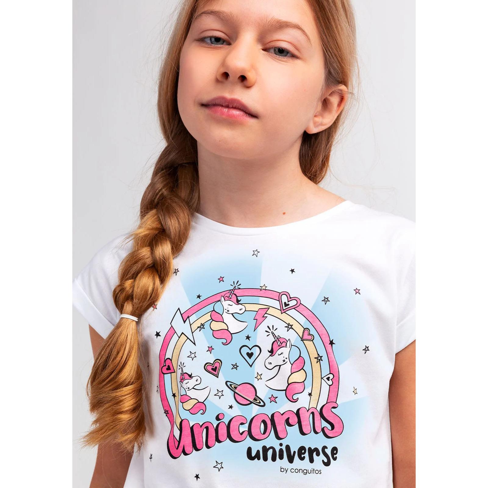 Camiseta de Niña Estampado Unicornio En Blanco