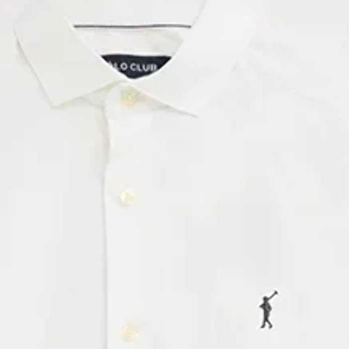 Pack hombre de tres camisas azul marino, blanca y azul claro de corte slim con logo Rigby Go