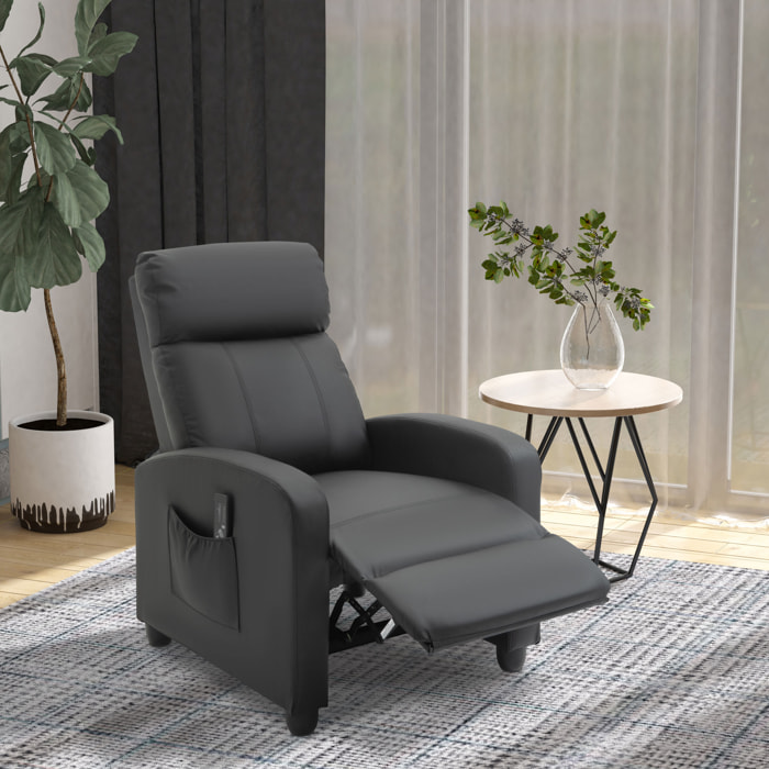 Fauteuil de relaxation et massage inclinaison dossier repose-pied réglable revêtement synthétique noir