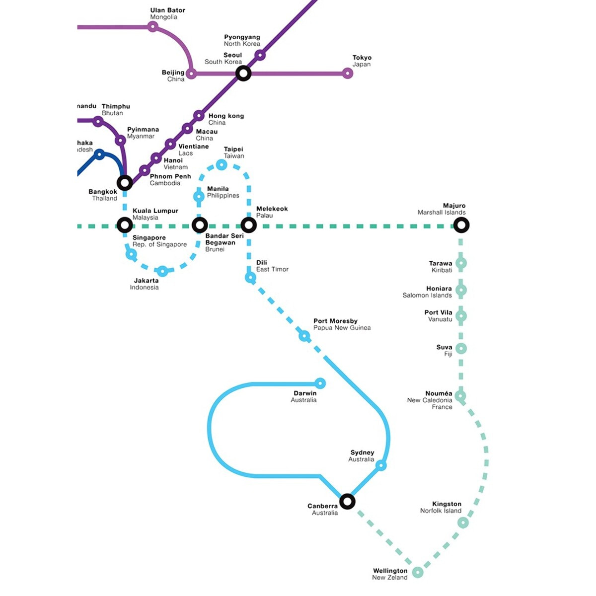Affiche 50 x 70 cm - World Metro Map - Olivier Bourdereau