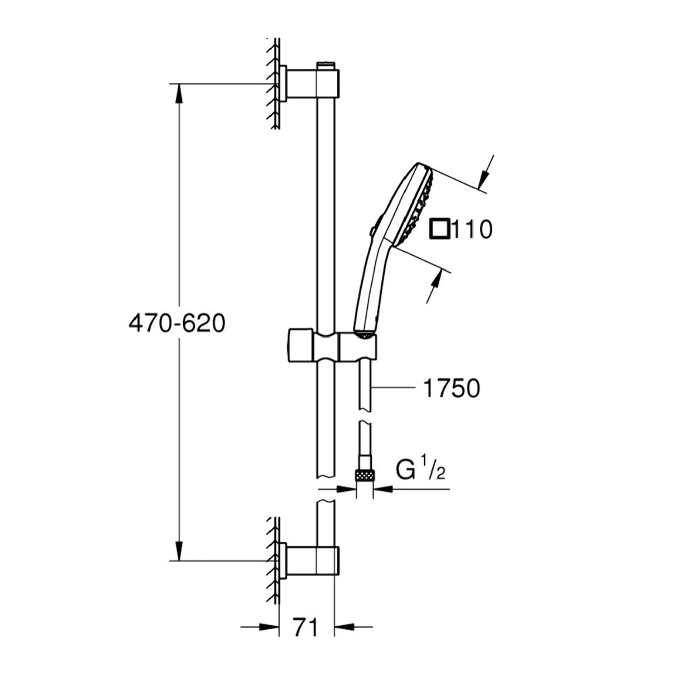 GROHE Vitalio Comfort 110 Ensemble de douche 3 jets avec barre