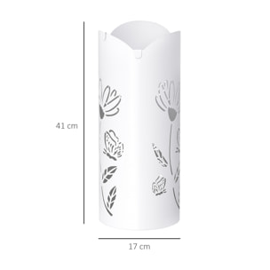 Paragüero de Acero Soporte de Paraguas con 4 Ganchos y Bandeja de Goteo Extraíble Paragüero Blanco para Entrada Oficina 17x17x41 cm