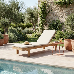 Bain de soleil bois d'acacia multi positions avec coussin ZENYA