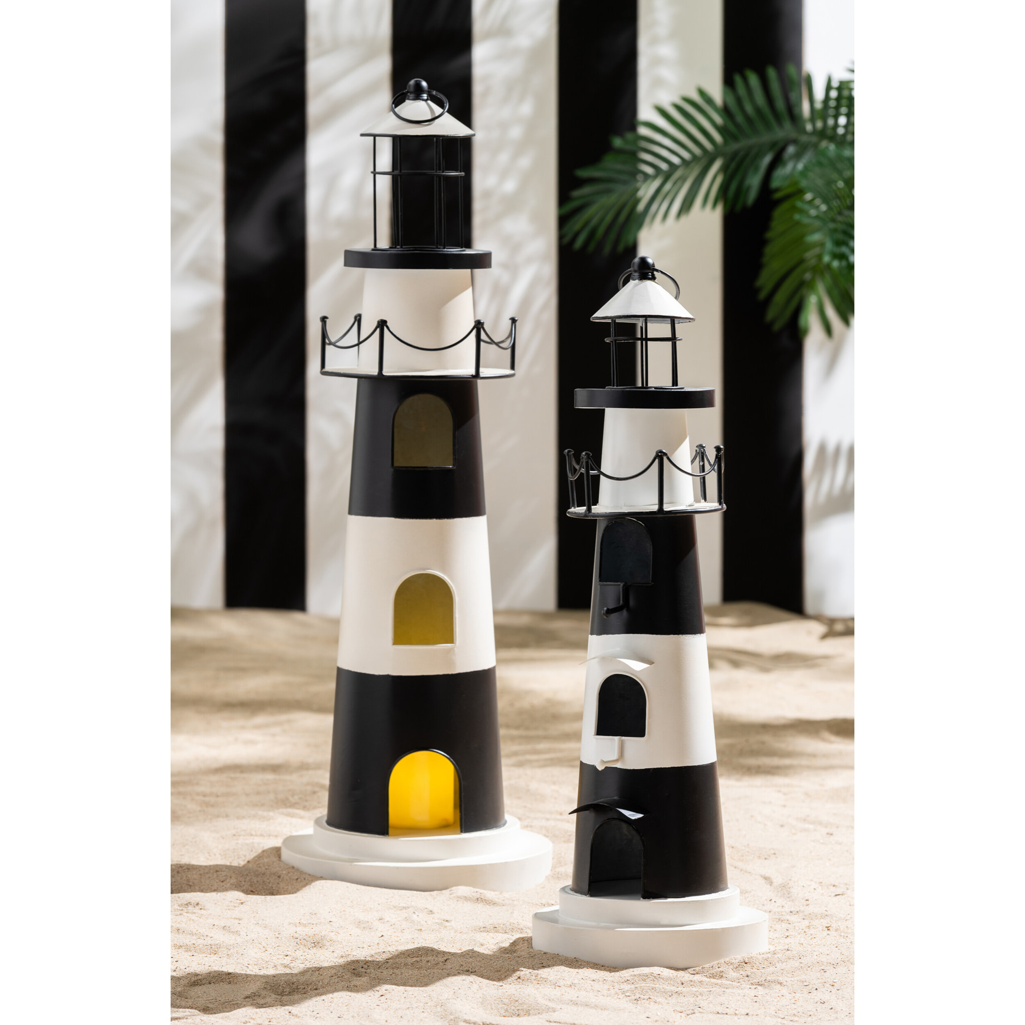 J-Line Phare avec Lumière - métal - noir/blanc