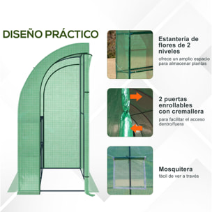 Invernadero Pequeño de Pared Invernadero de Exterior con Ventanas Estantes de 3 Niveles y Marco de Acero Invernadero para Cultivar Plantas Flores 200x100x215 cm Verde