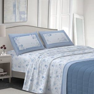 Completo letto praga azzurro 100% cotone