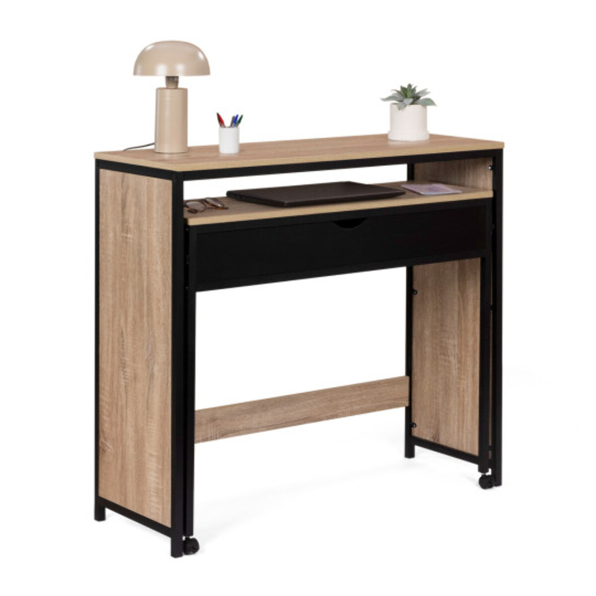 Bureau extensible Memphis bois et noir