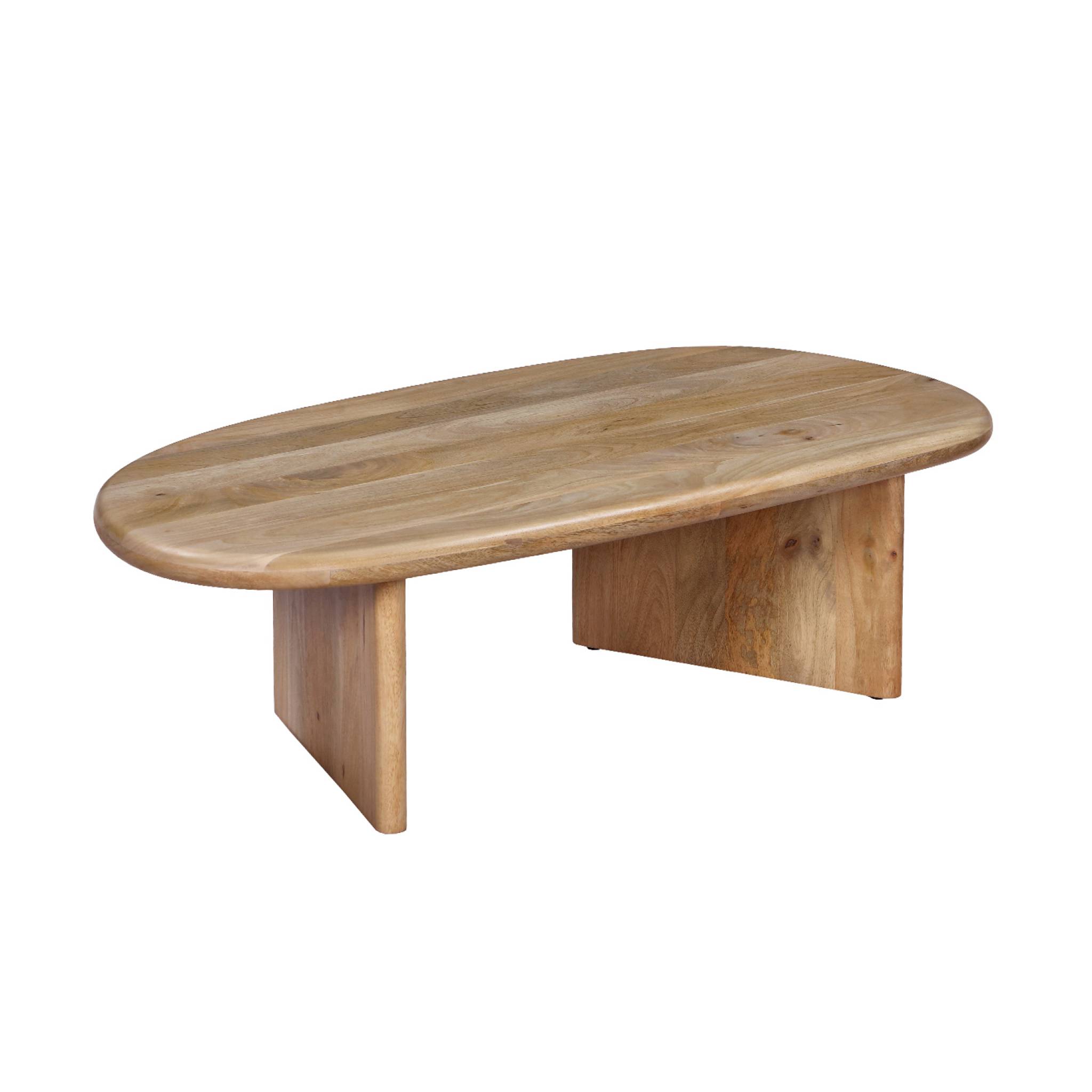Table basse ovale bois de manguier naturel. L 119.5 x P 60 x H 35cm