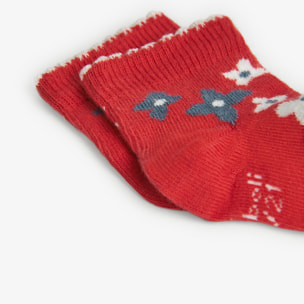 Pack calcetines para niña estampados de color rojo