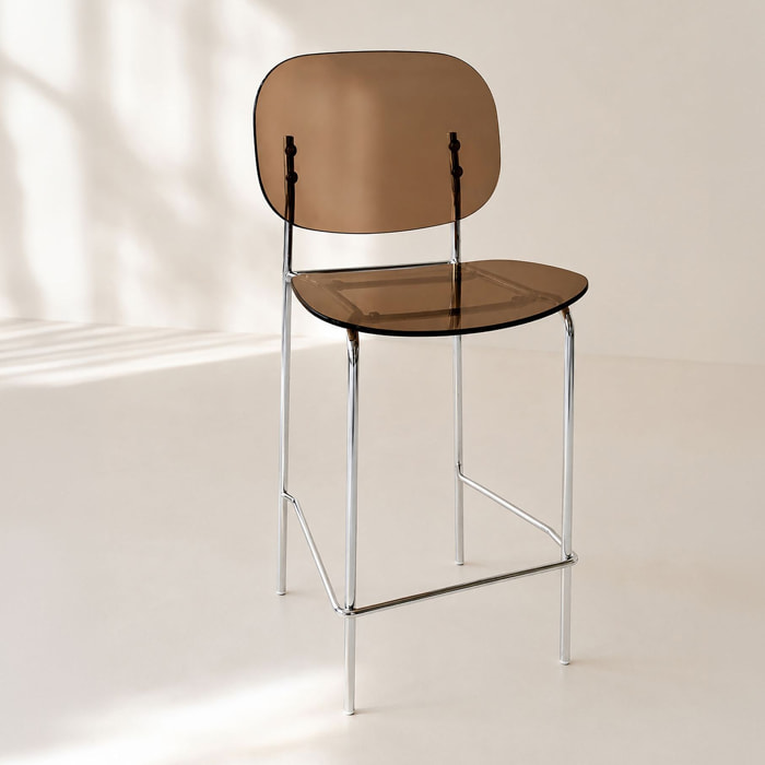 Lot de 2 chaises de bar en résine acrylique et métal écorce GLAM