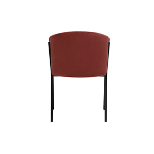 Chaise design en tissu velours rouge tomette et métal noir BRIANE