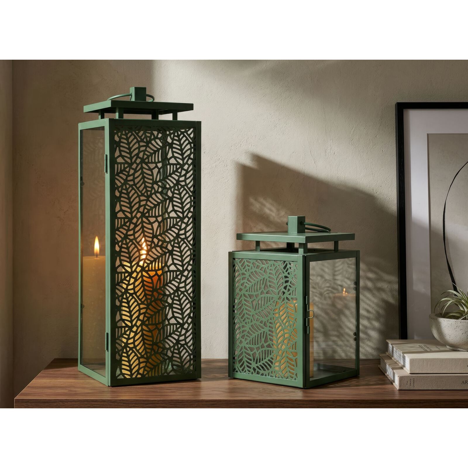 LANTERNE HALL COPPIA CM 15X14,5X41,5-15X14,5X24 (VETRO TEMPERATO)