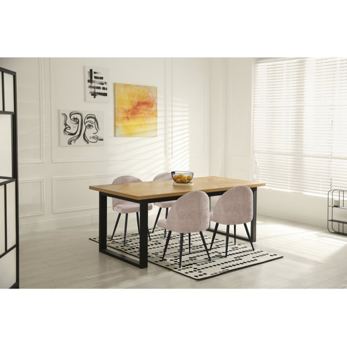 Lot de 2 chaises en tissu "Samuel" - 53 x 51 x 82 cm - Beige
